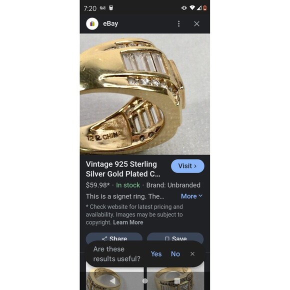 925 Stamped Silver Gold plated Size 7 Ring Citron CZ - Picture 6 of 6